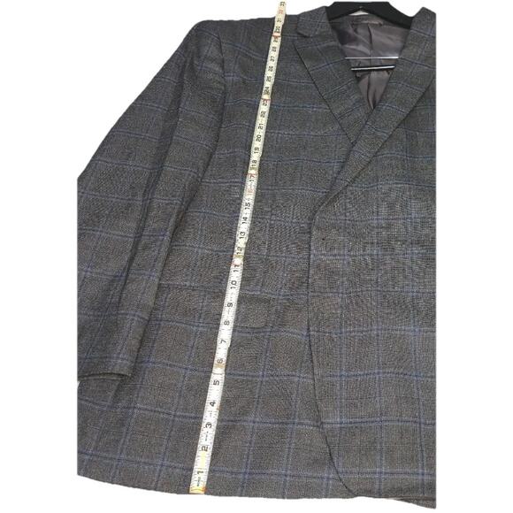 Lauren Ralph Lauren Plaid Sport Coat Men 56R Grey/Blue Two-Button Blazer Jacket - Picture 3 of 7
